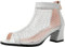 CUTEHEELS Stivali estivi da donna Coolee a rete con punta a punta aperta e tacchi a blocco e cerniere posteriori, bianco, 38 EU