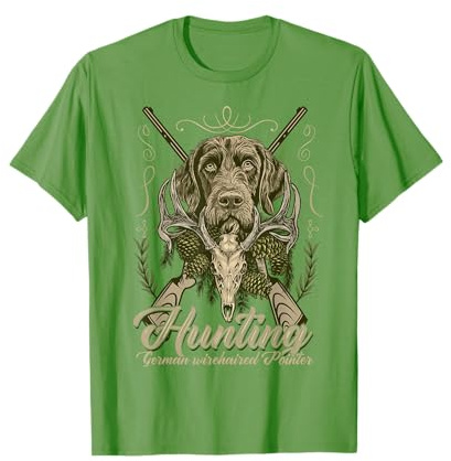 Deutsch Drahthaar Jagdhund Jäger Hund Hundekopf Bart Jagd T-Shirt