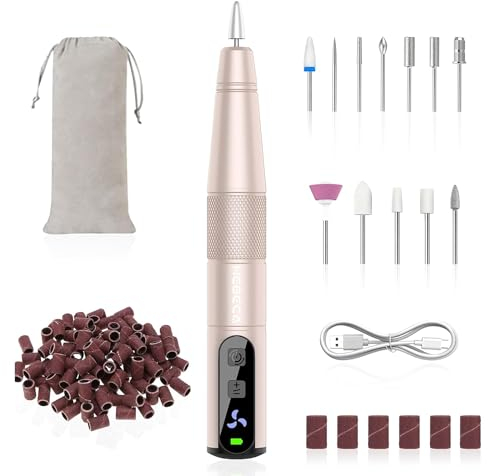 HEBECA Elektrische Nagelfraser Kabellos für Gelnägel 12 in 1 Maniküre Pediküre Set Elektrisch Akku for Naturnägel Acrylnägel Starterset Heimgebrauch (Gold) (Gold)