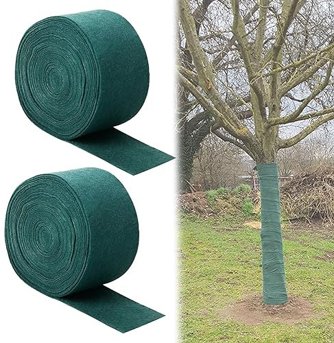 2Bände Baum Winterschutz Wickelstreifen, Frostschutz Pflanzenschutzbandage, Wintervlies 18cmx10m dick, hält Pflanzen warm und feuchtigkeitsspendend, Nährstoffschutzbandage beim Umpflanzen von Pflanzen