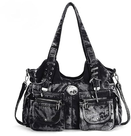 Alice Fan Denim-Tasche für Damen Hobo-Tasche Jeans-Tasche großes Fassungsvermögen lässig mehrere Taschen Schultertasche