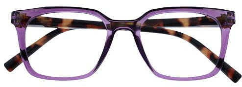 OPULIZE KOI Lesebrille - Große Rechteckige Brillenfassung - Violett - Sehhilfe für Damen, Herren - Federscharniere - R50-5 - +3.00