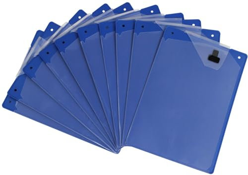 Werkstattmappe Auftragsmappe 10 Stück A4, aus unzerbrechlichem PP-Vollkunststoff, mit Autoschlüsseltasche (Blau)