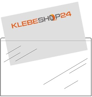 KS24 Products Visitenkartentaschen breite Seite offen, 20 Stück | Kartenhüllen zum Kleben, selbstklebend, transparent, 95 x 60 mm