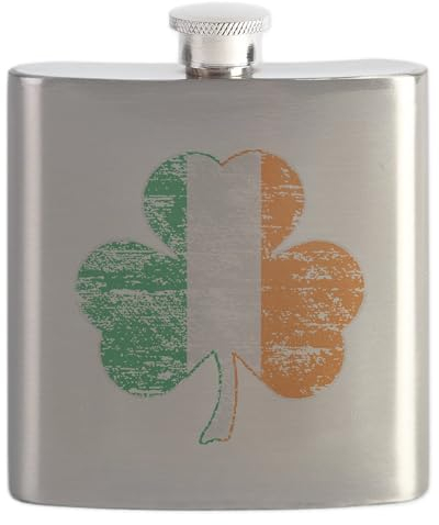 CafePress Vintage Irish Flag Shamrock Flask 7 oz Stainless Steel Drinking Flask