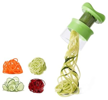 ZNDFTW Spiralizer, Green Plastic Body, Stainless Steel Blade & Material, Manual Operation, Ideal for Vegetables, Carrot, Cucumber, Zucchini