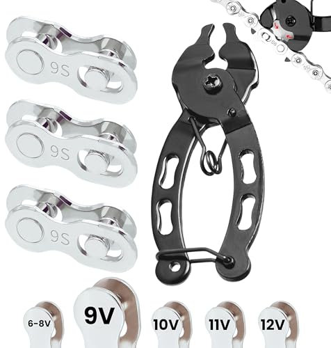 9-fach Schnellverschlussglied und Zangen, kompatibel mit Shimano und Sram für Fahrradkette | 3 Paare für 9-fach Ketten – Fahrradkettenglied | Für 6, 7, 8, 9, 10, 11, 12 Gänge geeignet.