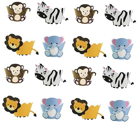 Garneck 24sets Cupcake Decoration Wraps Animal Patterns Birthday Decorations Cake Shower Cake for Parties