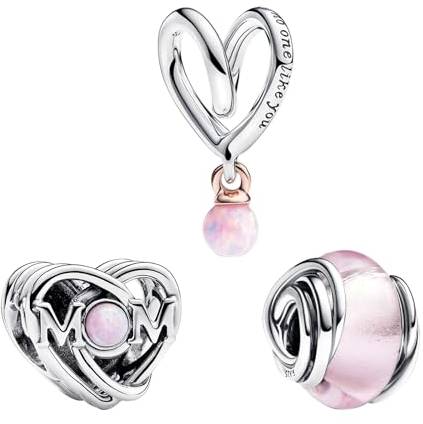 LaMenars Love for Mom Charm Trio Charm für Armbänd 925 Sterling Silber Bead Women Charms Mother's Day Birthday Anniversary Jewelry for Girls Wife