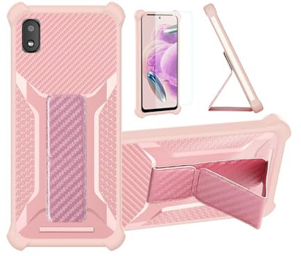 Aroepurt Hülle Für Gigaset GS110 Hülle Case Handyhülle Schutzhülle Cover [mit gehärtetem Glas-Screen-Protector] Hybrid [Folding Support Magnetic] [Frosted Anti-Fingerprint] Rosa