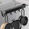 Rail de crochet de cuisine, support de couvercle de casserole extractible avec rail coulissant, organisateur de casseroles et poêles extensible avec 12 crochets, rangement de couvercle de casserole,