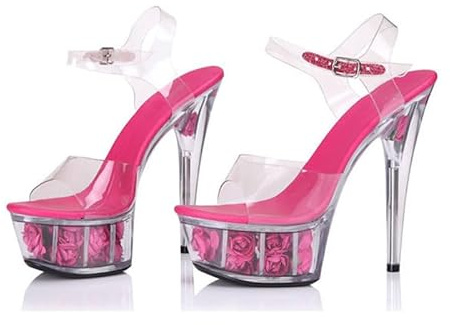 Denova's Sandali da donna con tacco alto da 15,2 cm, con plateau e tacco alto, stile pole dance, US5-US12