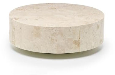 MONDO VIRO Cleopas Couchtisch aus Fossilstein 85 x 85 cm 28 h (Beige)
