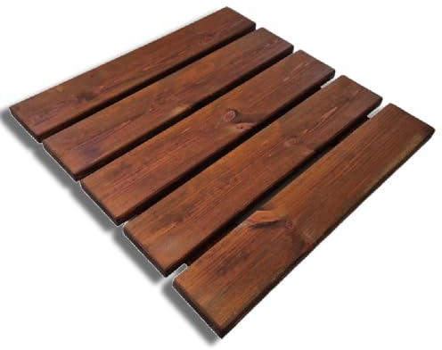 Pedana Doccia Antiscivolo 50x50 cm in Legno di Pino Impregnato, 4 cm di spessore, Marrone Teak