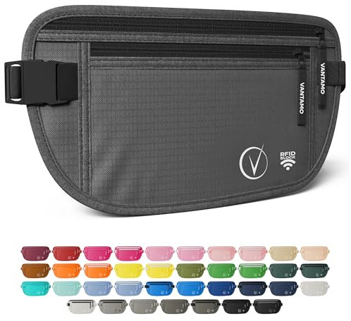 Ceinture porte-monnaie pour voyage – Sac banane de sécurité pour téléphone, argent, passeport et plus encore avec protection RFID antivol – Sac portefeuille fin sous les vêtements – Pochette de voyage