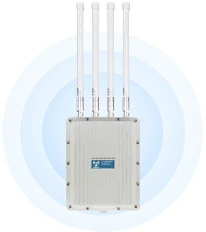 KuWFi AX1800 Gigabit Largo Alcance Puntos de Acceso WiFi Exterior,Doble Banda IP67 Señal WiFi Antena Extender WiFi 6,PoE Punto de Acceso WiFi 48VPoE/ Ap/Gateway-Ideal para Grandes Espacios Remotos