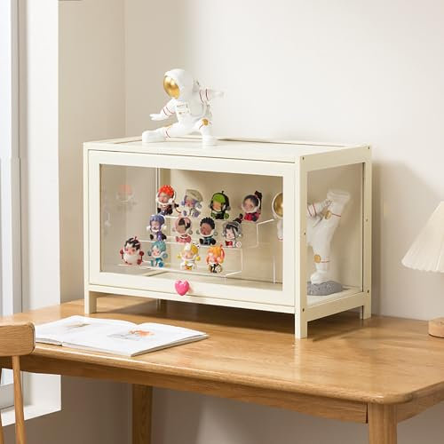 Pounjsd Glasvitrine Vitrine für Sammlerstücke, Sammlungsdisplay, Standvitrine Vitrine,Vitrine mit AcryltüR, Vitrinenschrank Großer Kapazität Klare Regal Vitrine,Curio-SchräNke, 60×33×40cm Weiß