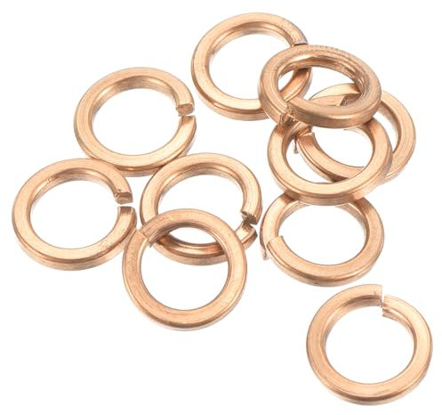 sourcingmap 10pcs 8mm Inner Dia Brass Split Lock Spring Washer Gasket Gold Tone