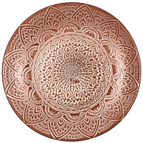 HOME DECO FACTORY, KA0459, Assiette Sahara Terracotta D27 cm - Design inspiré des paysages désertiques, en Terre Cuite Durable, idéale pour Tous Vos Plats - Rouge