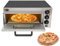 Forno per pizza elettrico, 2000 W, 220 V, 220 V, forno per pizza fino a 400 °C, forno per pizza con piastra in pietra, forno multifunzione (57 x 47,5 x 27,5 cm, nero/argento)