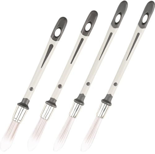 4 Pcs Trim Brush Set Paint Brushes for Walls, 0.45/0.45/0.6/0.7 Inch Small Paint Brush Trim Painting Brush Tools for Touch Up, House Wall Corners, Paint Edger