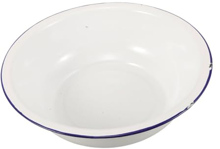 Healeved Retro Emaillierte Fußbad Schüssel 32cm, Weißes Emaillebecken
