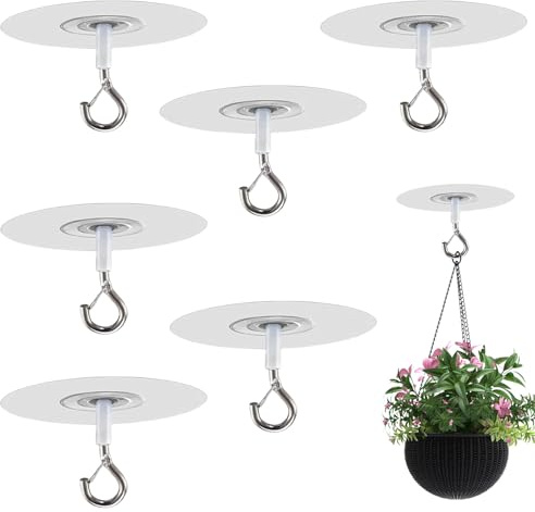 6 ganci adesivi da soffitto, ganci da soffitto molto resistenti, senza foratura, per appendere piante, mangiatoie per uccelli, lanterne, campanelli eolici e fioriere