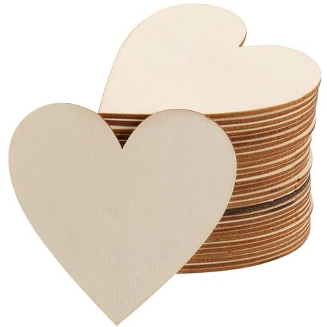 Zcbzbn50 StüCk Holzherzen, Holzhandwerk, Unbehandelte HolzanhäNger FüR HöLzerne Hochzeitsdekoration, GeschenkanhäNger, HöLzernes Diy-Handwerk, Partydekoration