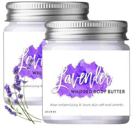 Aufgeschlagene Bio-Körperbutter mit Lavendel Ätherische Lavendelöle Feuchtigkeitscreme Aufgeschlagene Shea-Körperbutter Beruhigende, pflegende Körpercreme für alle Hauttypen