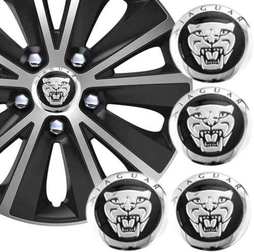 KKMVIUC Auto-Nabenkappen für Jaguar, 56 mm, Set mit 4 wasserdichten, verschleißfesten Rädern, Mittelkappen, Abzeichen, Logo-Zubehör
