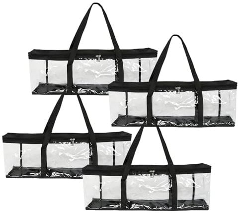 Anseom Tragbare Aufbewahrungstaschen für DVDs, Transparente CD-Halterung, PVC Tragetasche mit Griffen, Wasserabweisende Aufbewahrungstaschen für Medien Alben Videospiele Büchern Musik (2)