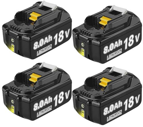 4 Pack 8.0Ah BL1850B Replacement Battery Compatible with 18V Batteries BL1830 BL1830B BL1860B BL1840 BL1850 BL1860 BL1835 BL1845 194205-3 LXT-400 with LED Indicator