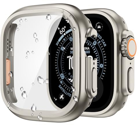 Neitra Cover per Apple Watch Ultra 3/2/1 49mm Impermeabile Case Custodia | Protettiva Rigida PC Integrata in Vetro Temperato HD, Cover Protettiva per iWatch Ultra 3/2/1 49mm
