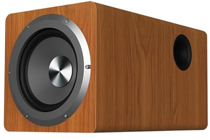 ZGHQHCDRH Aktivsubwoofer, 6,5-Zoll-Holz-HiFi-Lautsprecher 100W, kompaktes Holzdesign mit Kabel, für Fernseher, Mobiltelefone und Computer.(Brown)