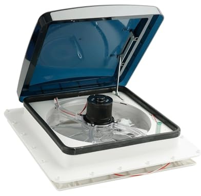 Abluftventilator, RV Caravan Dach Vent Fan 12V Dachfenster, 10 Geschwindigkeiten mit Anti-UV, Regensensor