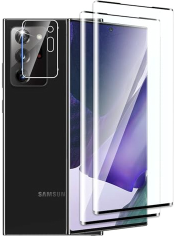 DXULWLM 2+1 Piezas Cristal Templado para Samsung Galaxy Note 20 Ultra5G,con protector de Lente de cámara,HD transparente,3D Cobertura Completa,Dureza 9H,Sin Burbujas,Anti-Arañazo Protector de Pantalla