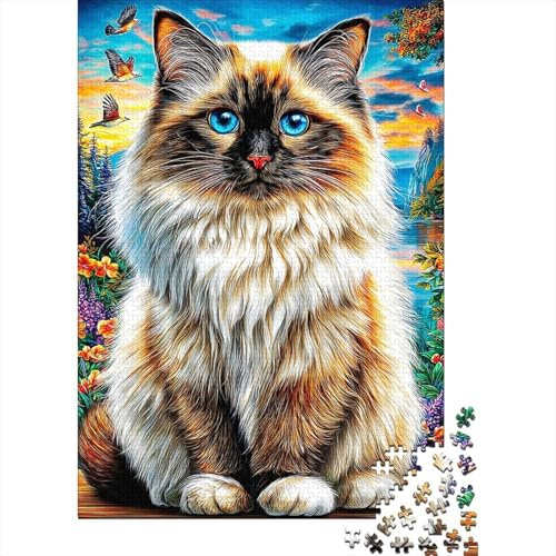 Ragdoll-Katze Puzzle 1000 Teile Für Erwachsene Und Kinder Impossible Puzzle, Geschicklichkeitsspiel Für Die Ganze Familie, 38x26cm/1000pcs
