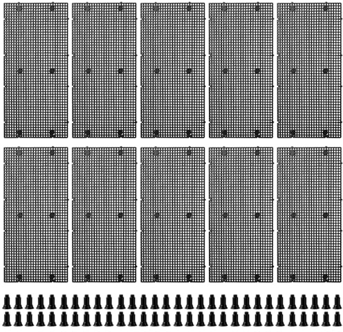 10 Pcs Plastic Aquarium Grids, Black Egg Crate Panels with Brackets, Fish Tank Dividers, Aquarium Undergravel Filter Plates for DIY Bottom Filtration