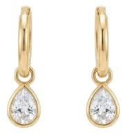 Suzan Gold® 375 Echtgold Creolen für Damen mit tropfenförmigem Zirkonia Anhänger elegant funkelnd hypoallergen wasserfest – Lunara Drop – zeitlose Goldohrringe als stilvolles Geschenk