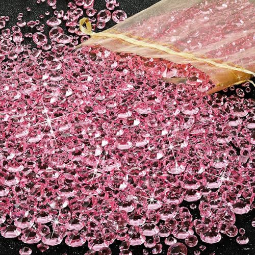 FENGCHUANG 4000 Stück Diamanten Deko Rosa 3/6/10 mm | Deko Diamanten für Kinder Glitzernde Deko Kristallsteine Glas dekosteine für Hochzeitsdekorationen Tischaufsätze Vasenfüller