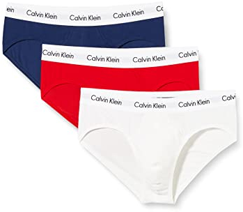 Calvin Klein Hip Brief 3Pk 0000U2661G, Slip, Uomo, Multicolore (White/Red Ginger/Pyro Blue), M