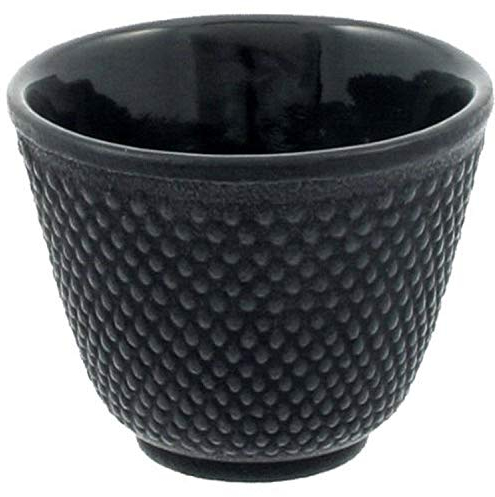 Iwachu Japanese Iron Tea Cup, Black Hobnail