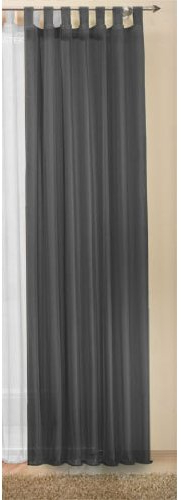 Schlaufenschal Gardine Uni transparent Voile, 225x140, Schwarz, 61175