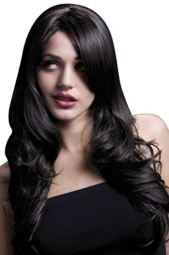 Smiffys Fever Kollektion, Nicole Perücke, Braun, Leicht wellig mit Seitenscheitel, 66cm / 26in Halloween