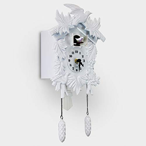 WALPLUS Klingelnde Kuckucksuhren für Wand Vogel singende Kuckucksuhr Lautstärke einstellbar Coo Coo Uhr Weihnachten Kuckucksuhr Geschenk für Wohnzimmer Büro Traditionelle Dekoration Klassisch Weiß