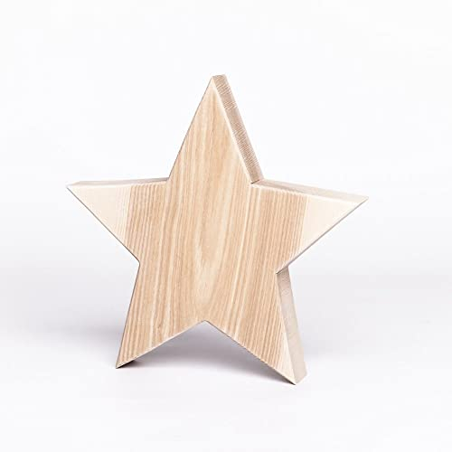 WOODS Holzstern aus Eschenholz I Dekoration aus Holz handgefertigt in Bayern I Holzstern zum hinstellen - gemütliche Advent & Weihnachtsdeko für Fenster Flur Tür & Co I Holzstern groß 30x30 cm