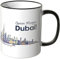 WANDKINGS® Tasse, Schriftzug Guten Morgen Dubai! mit Skyline bei Nacht - SCHWARZ