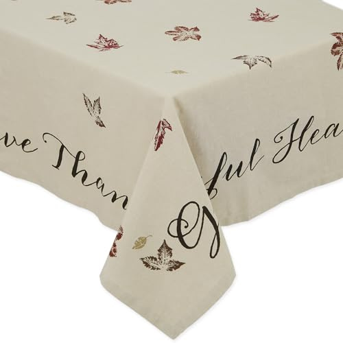 DII Rustic Autumn Leaves Kitchen Collection Thanksgiving & Fall Table Décor, Tablecloth, 70 Round