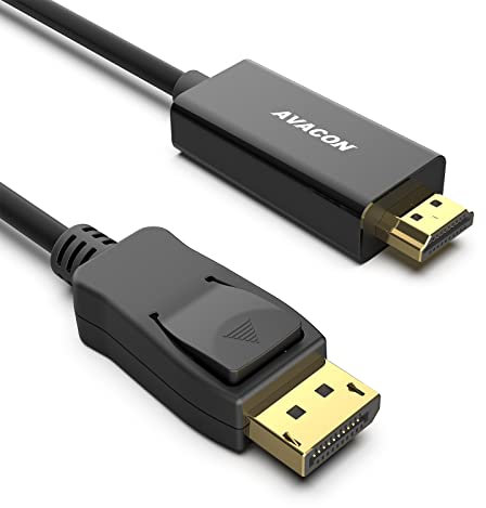 AVACON 4K DisplayPort to HDMI 6 Feet Gold-Plated Cable, Uni-Directional DP 1.2 Computer to HDMI 1.4 Screen DisplayPort to HDMI Adapter Male to Male Black