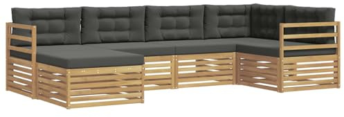 vidaXL Outdoor-Sofagarnitur 6 pcs Weiß und Anthrazit Polyester, Gartenmöbel, modernes Outdoor-Sofa, langlebiges Ecksofa, Terrassenlounge für entspanntes Sitzen